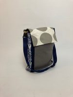 Circle design, grey, cream and navy shoulder bag