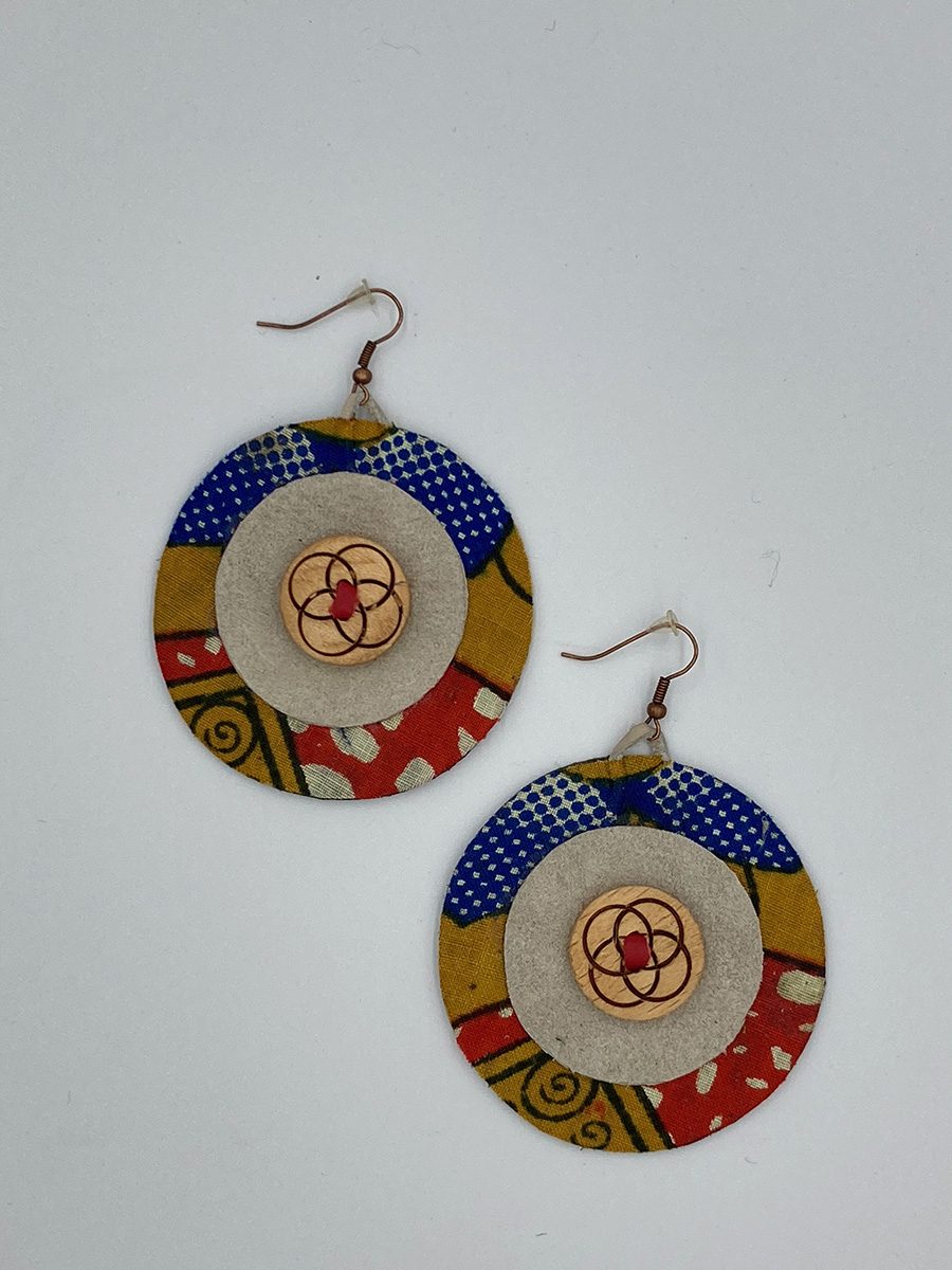 Fabric hot sale button earrings