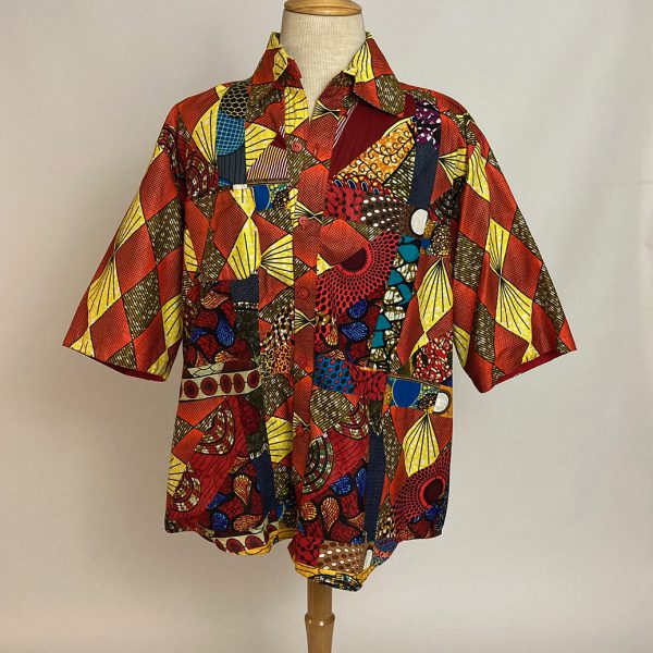 Patchwork shirt with diamond shapes