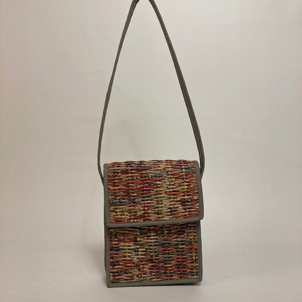 Woven newspaper shoulder bag